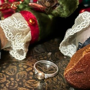 Eden Hand Arts Sterling 14K Cape Cod Screw Ball Ring Size 8